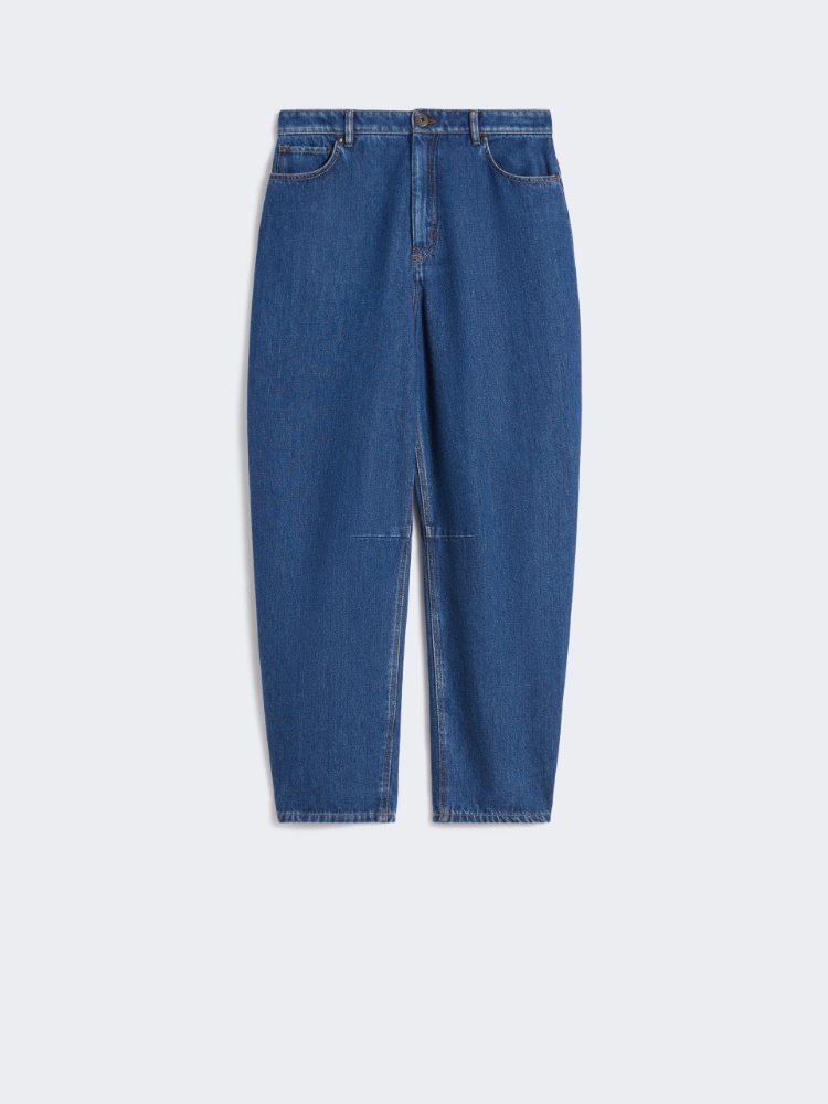 Jeansy z bufiastą nogawką wykonane z bawełnianego denimu - GRANATOWY - Max Mara