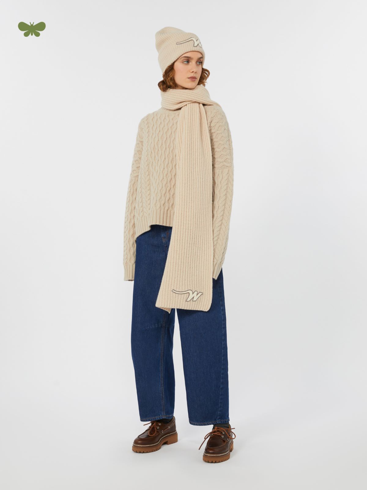 Cotton denim barrel-leg jeans - NAVY - Max Mara