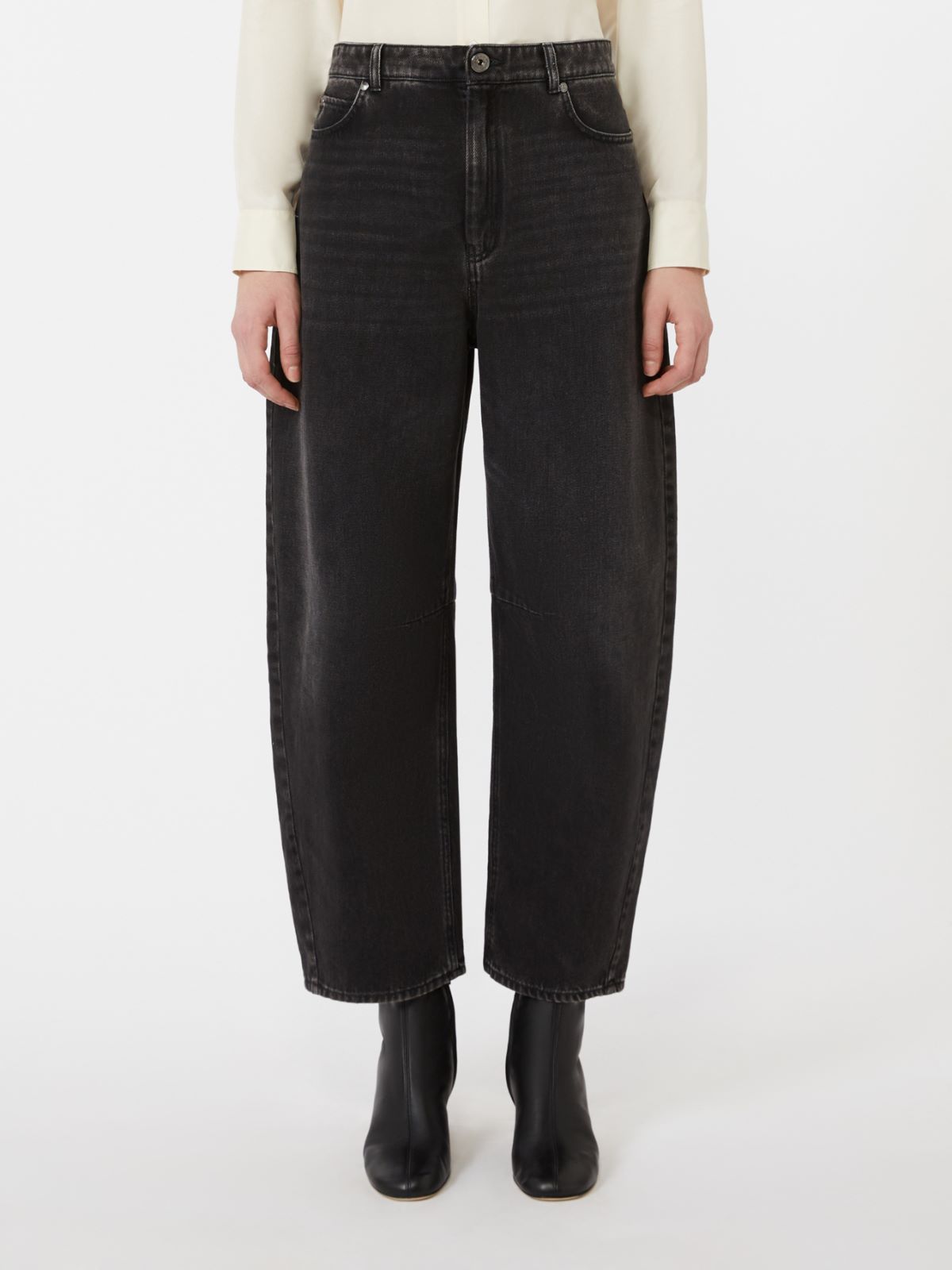 Vaqueros de pernera barril en denim de algodón - NEGRO - Max Mara - 2