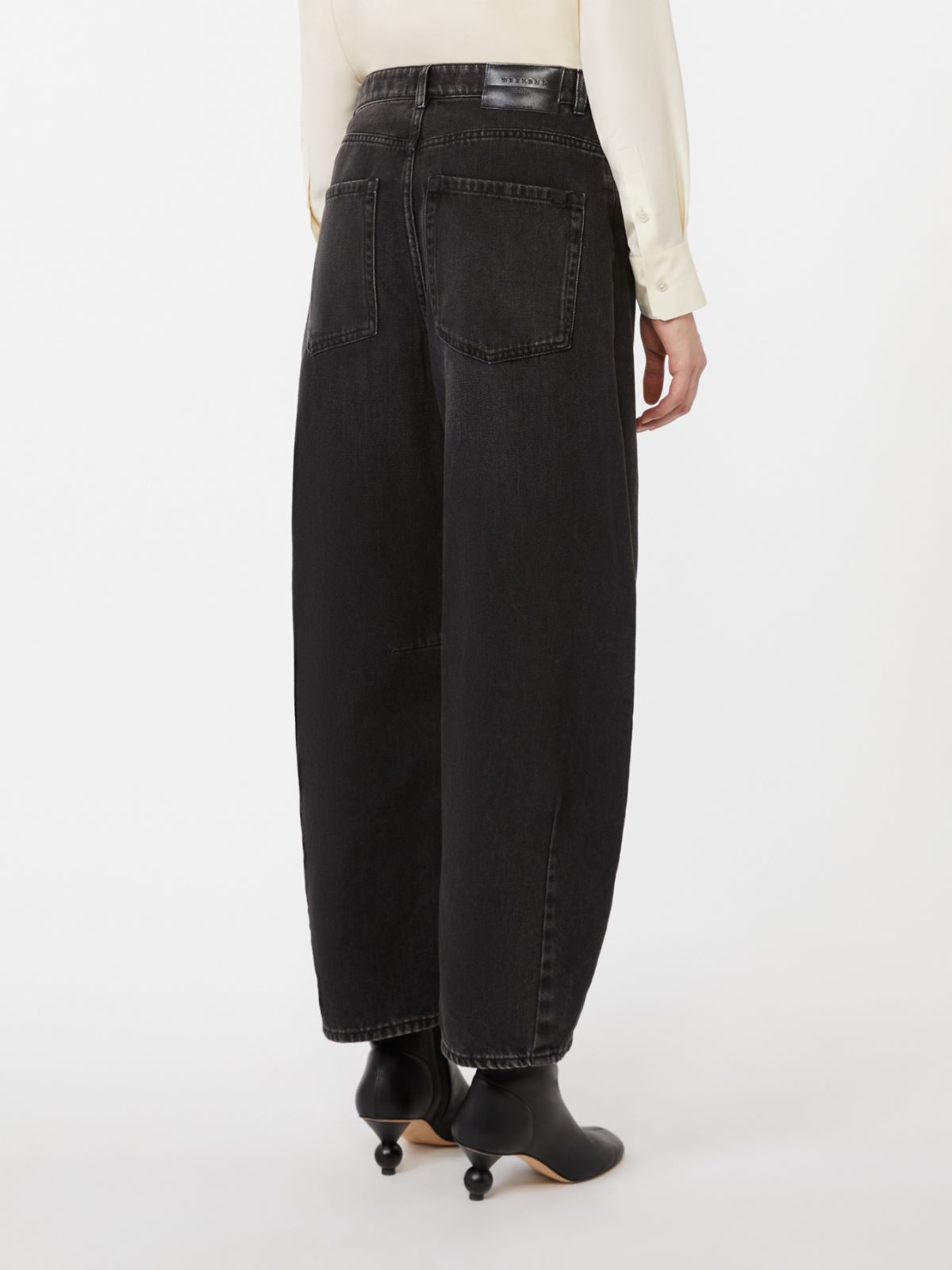 Vaqueros de pernera barril en denim de algodón - NEGRO - Max Mara - 3