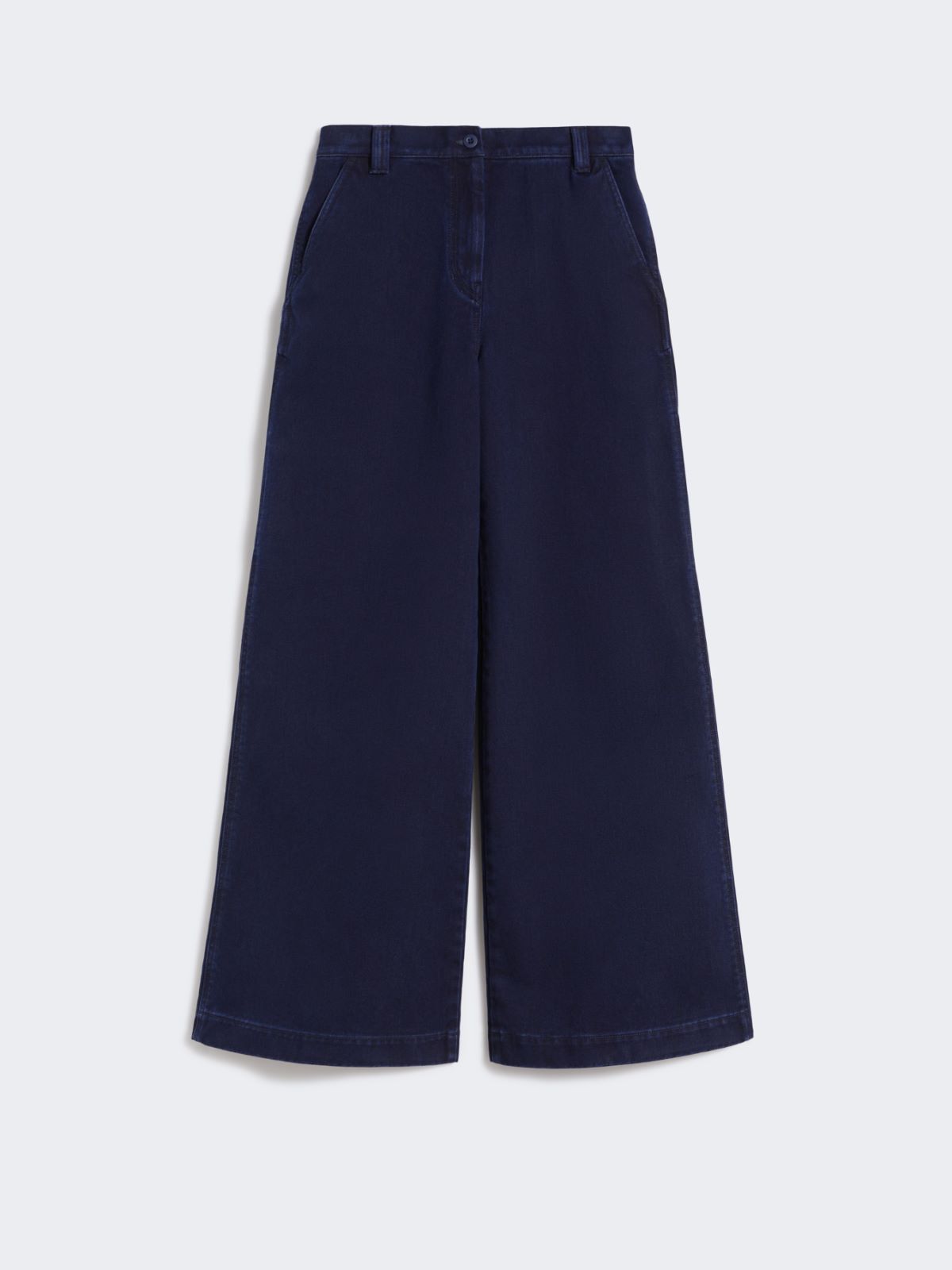 Cotton denim wide-leg trousers - NAVY - Max Mara - 10