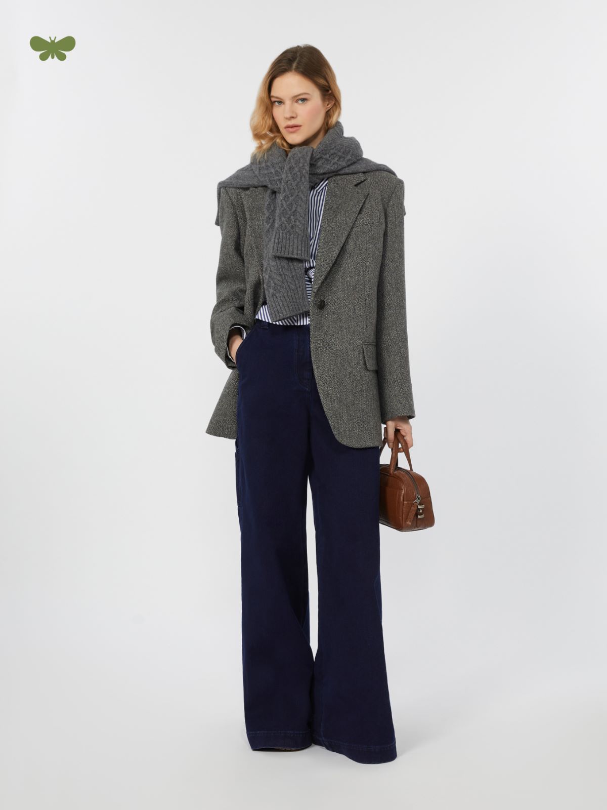 Cotton denim wide-leg trousers + NAVY - Max Mara