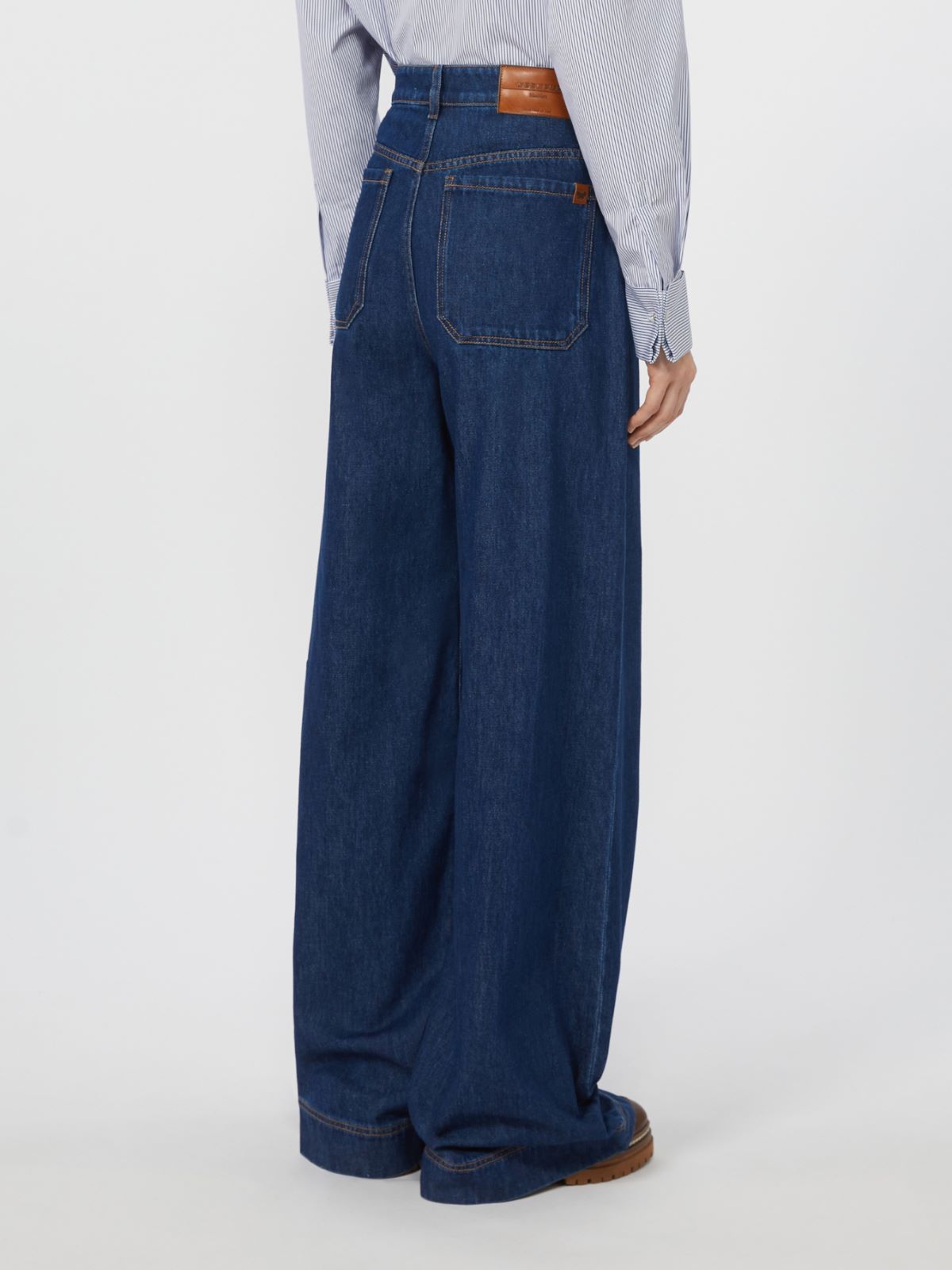 Cotton denim wide-leg jeans - NAVY - Max Mara - 3