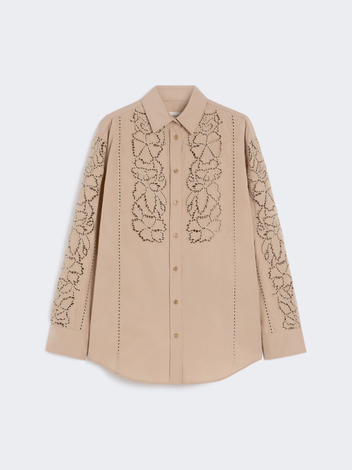 Relaxed-fit embroidered poplin shirt - LIGHT BROWN - Max Mara - 9