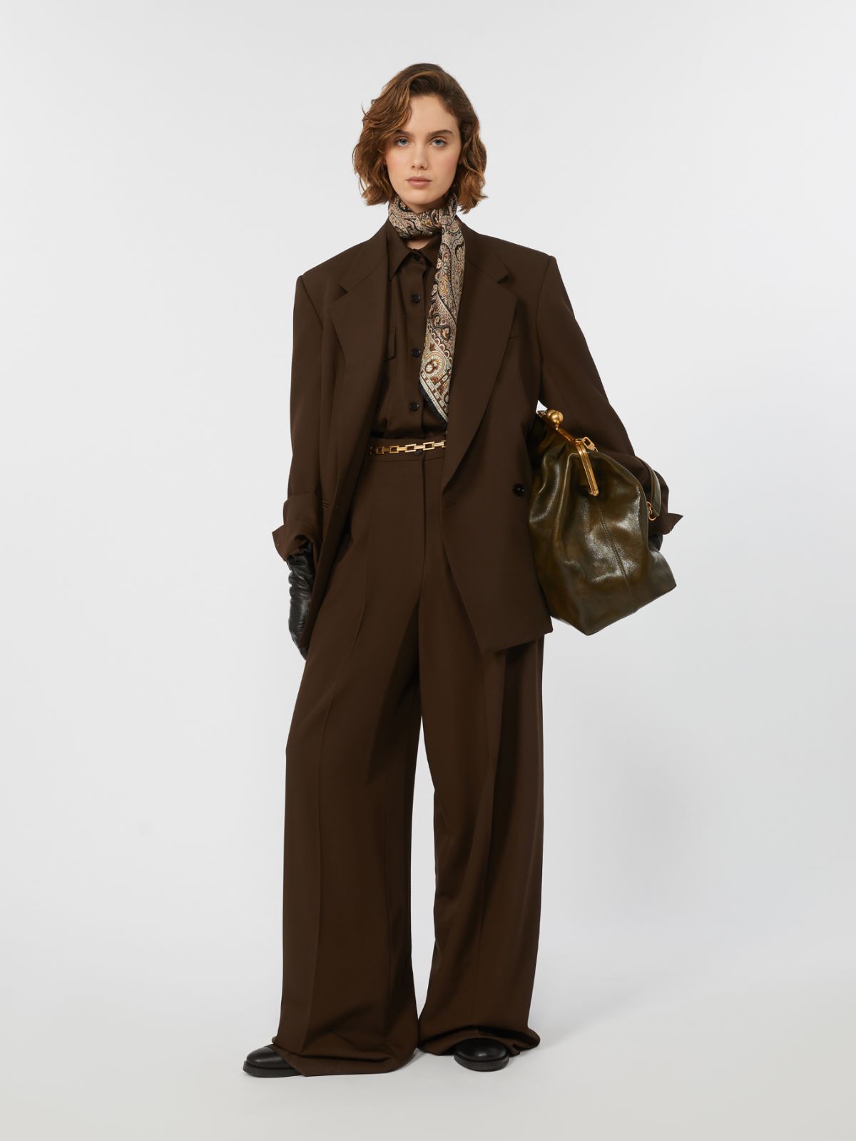 Wool twill shirt + DARK BROWN - Max Mara