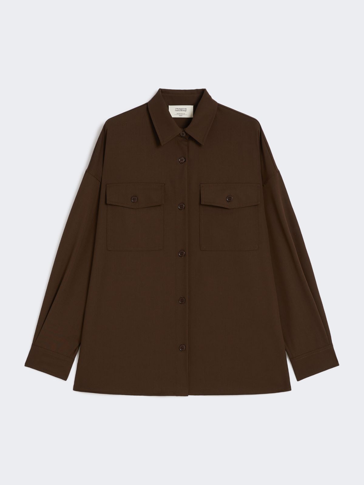 Wool twill shirt - DARK BROWN - Max Mara - 9