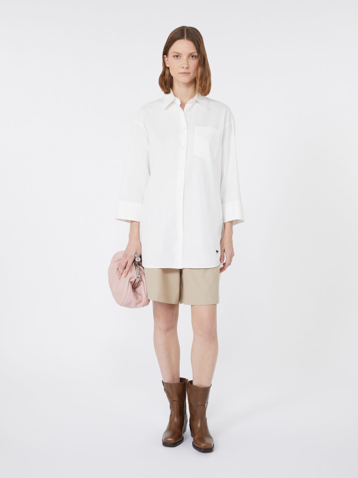 Camicia over in Oxford di cotone - BIANCO - Max Mara