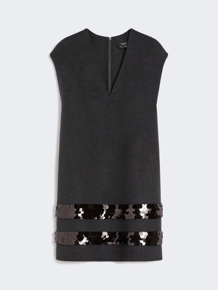 Kurzes Kleid aus Wolle mit Pailletten - ANTHRAZIT - Max Mara