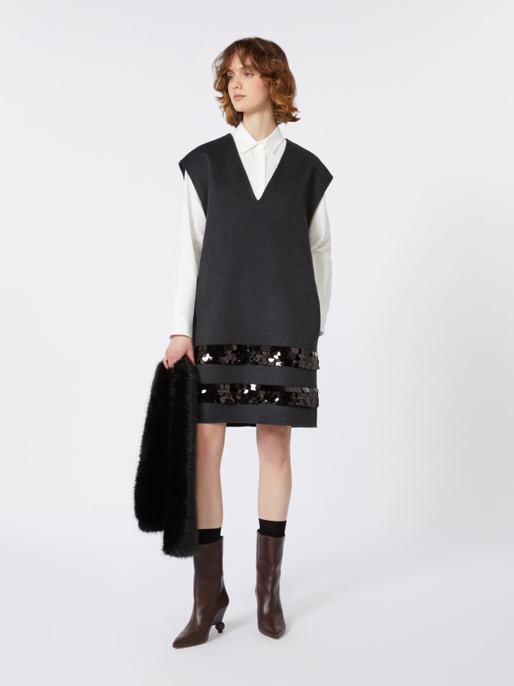 Kurzes Kleid aus Wolle mit Pailletten - ANTHRAZIT - Max Mara