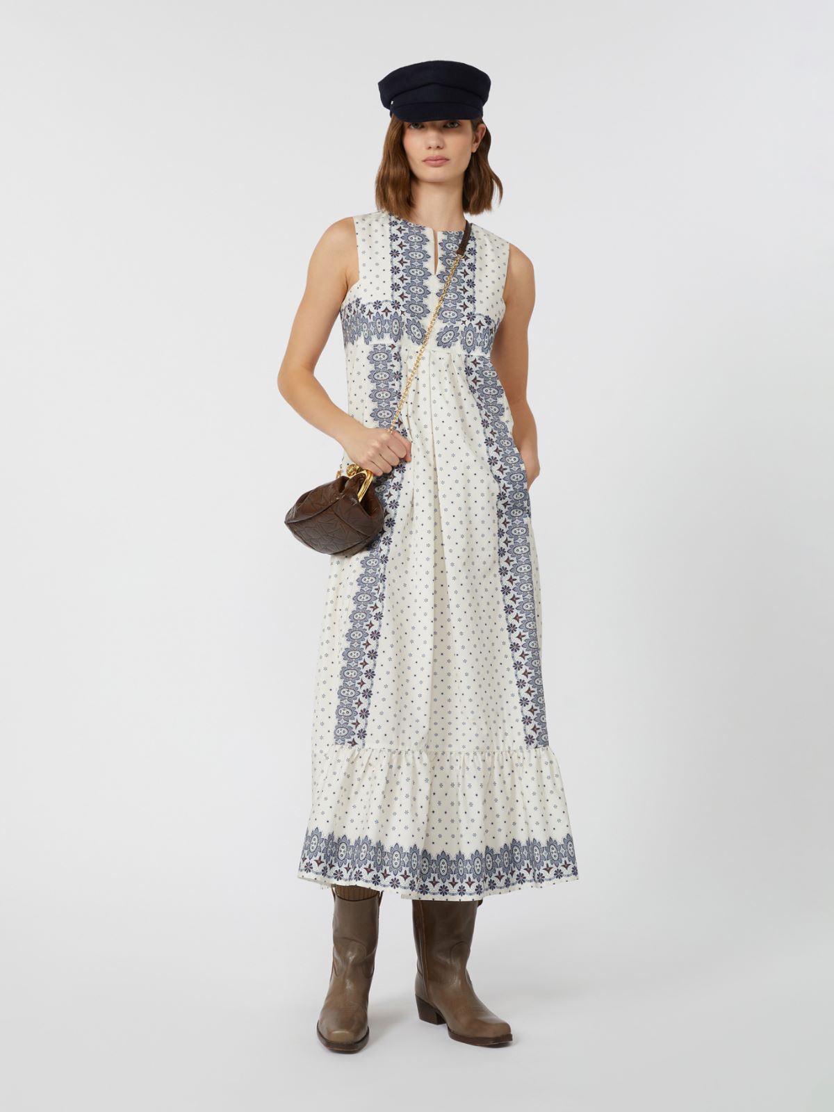 Kleid aus bedruckter Popeline - CREME - Max Mara