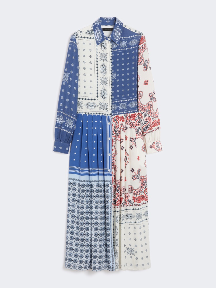 Printed viscose shirt dress, light blue | 