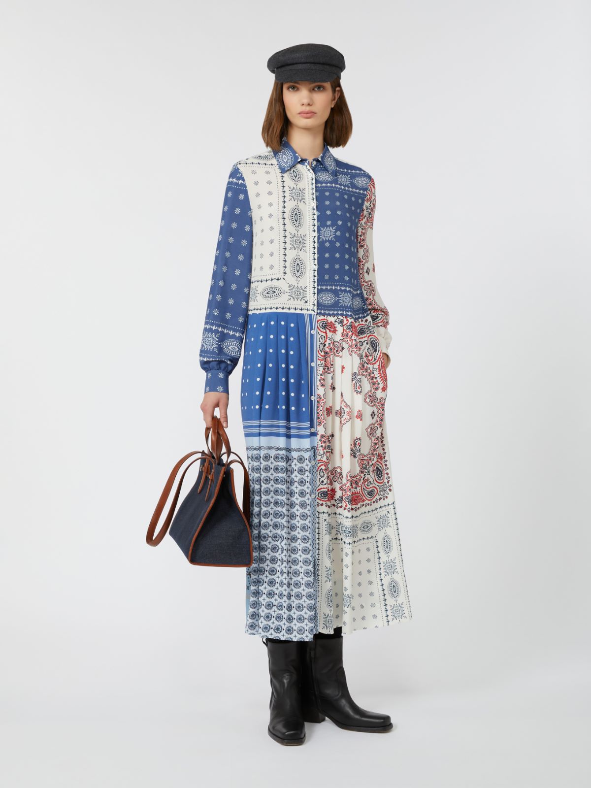Printed viscose shirt dress - LIGHT BLUE - Max Mara