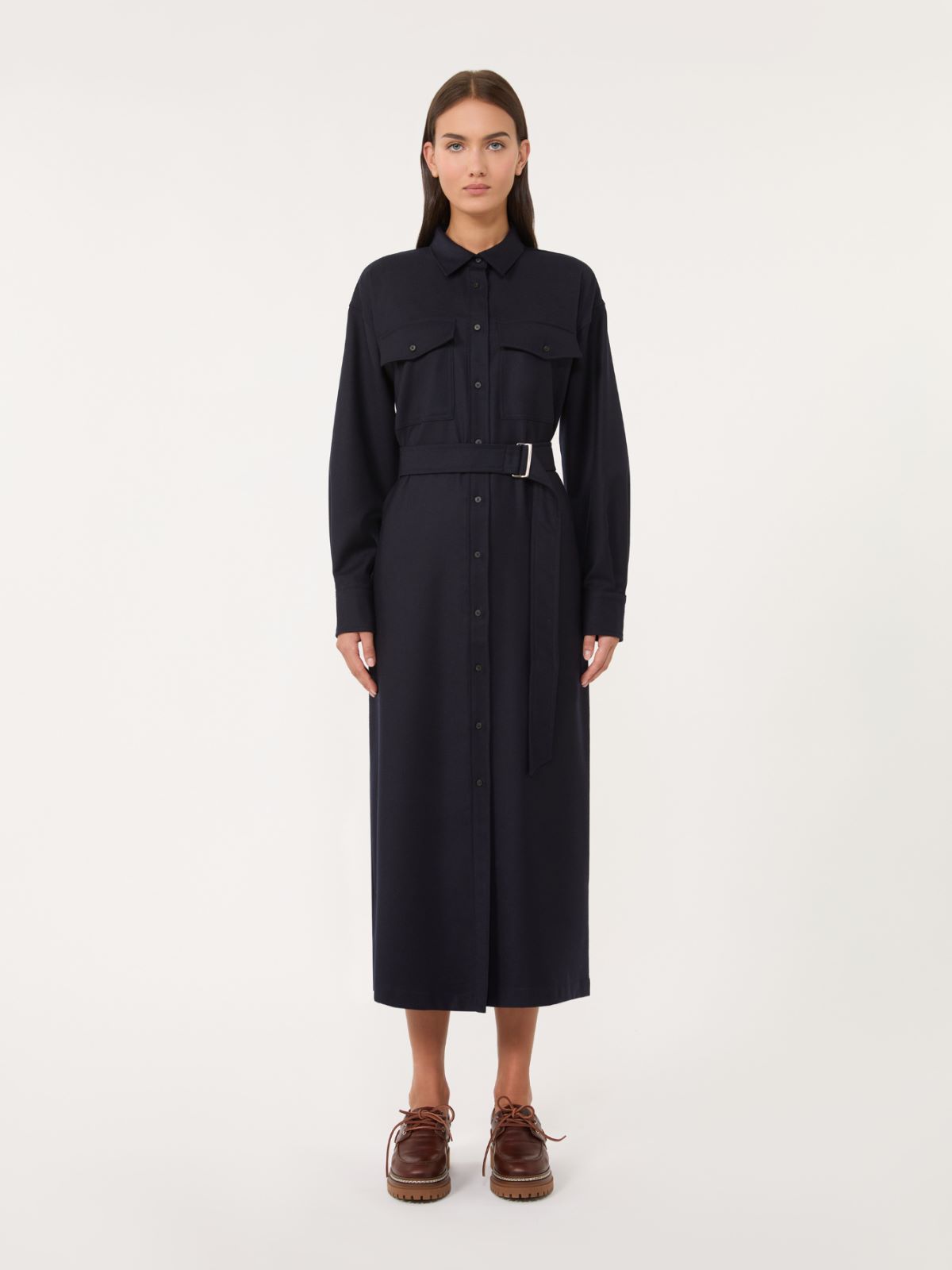 Wool flannel dress - NAVY - Max Mara - 2