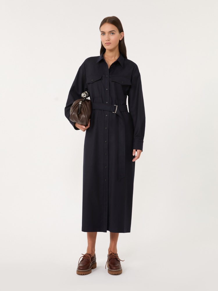 Wool flannel dress - NAVY - Max Mara