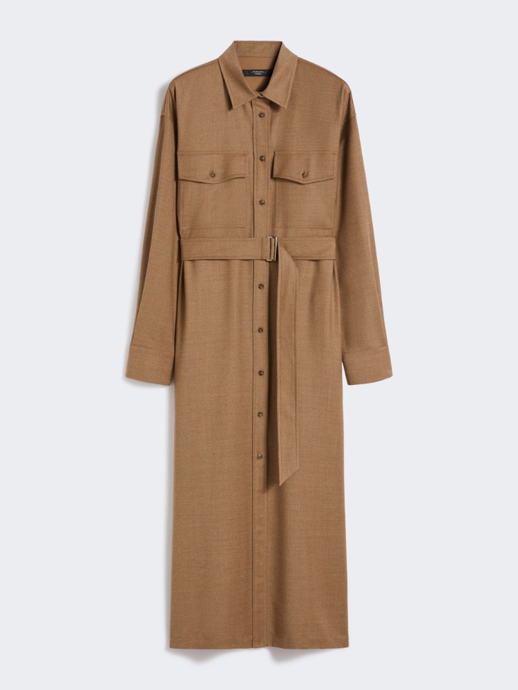 Wool flannel dress - HAZELNUT BROWN - Max Mara