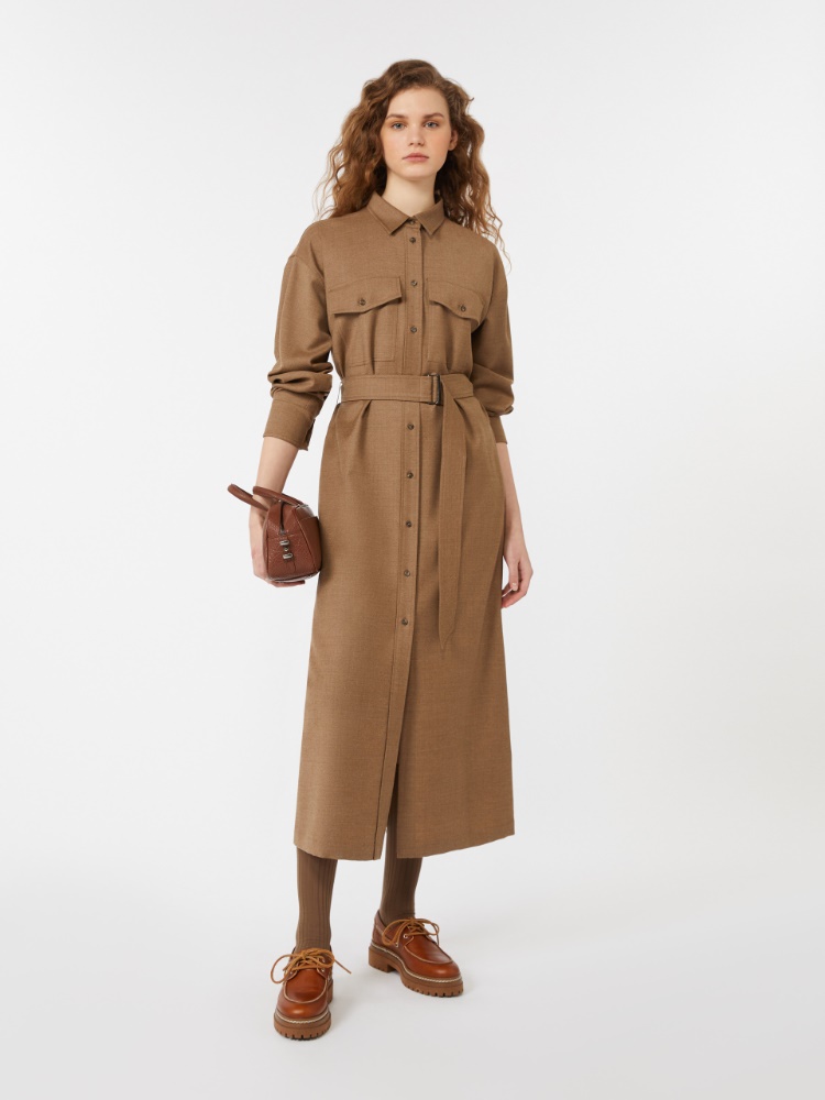 Wool flannel dress - HAZELNUT BROWN - Max Mara