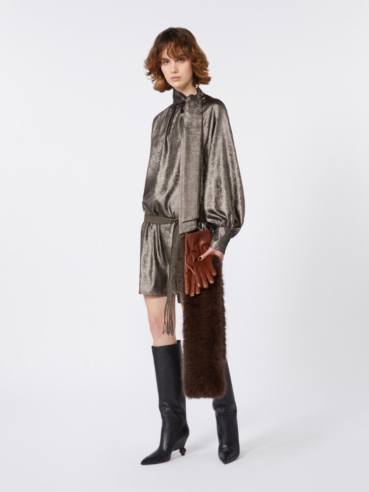 Metallic chiffon dress - PLATINUM - Max Mara