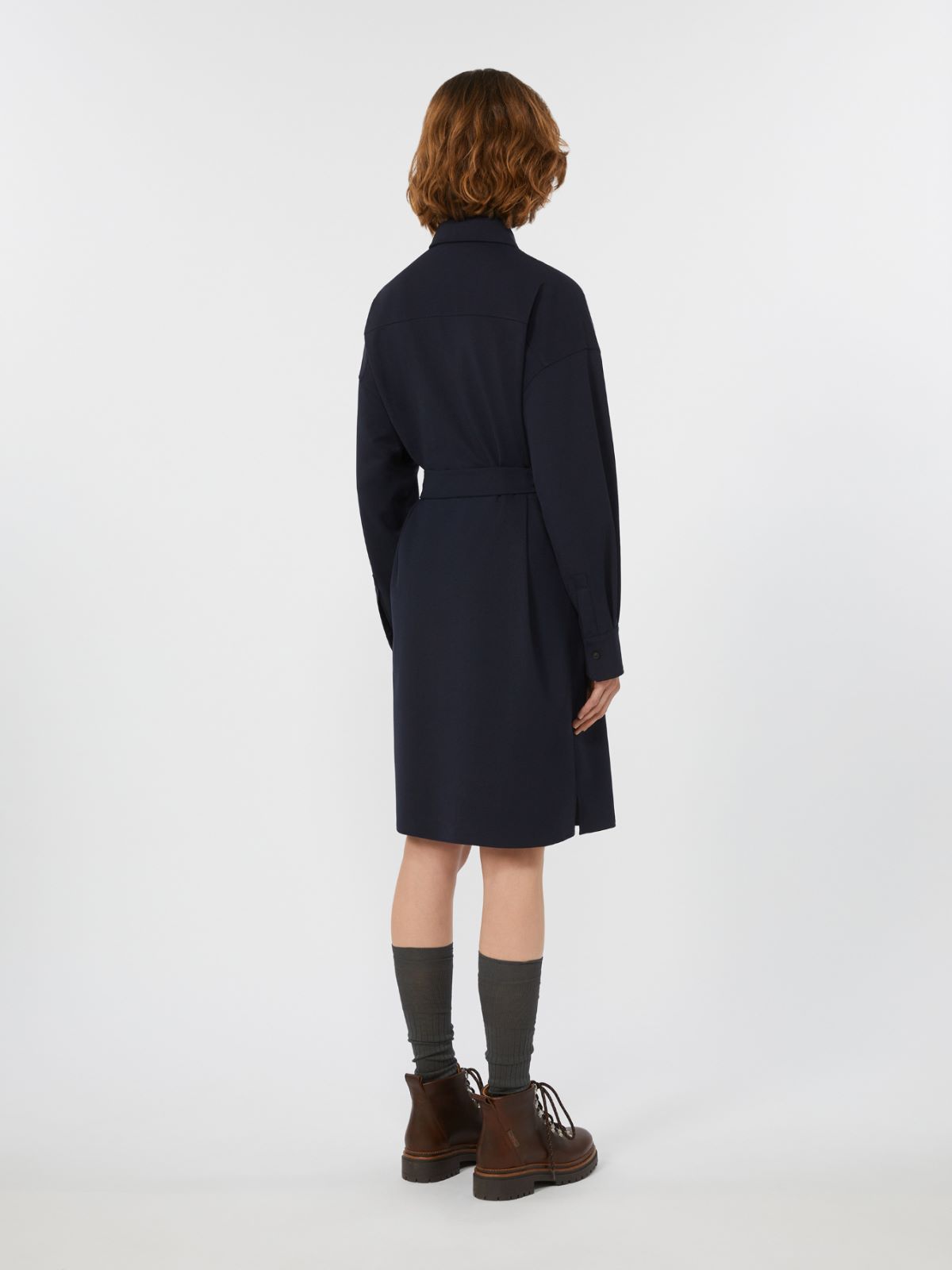 Hemdblusenkleid aus Techno-Wolle - BLAU - Max Mara - 3