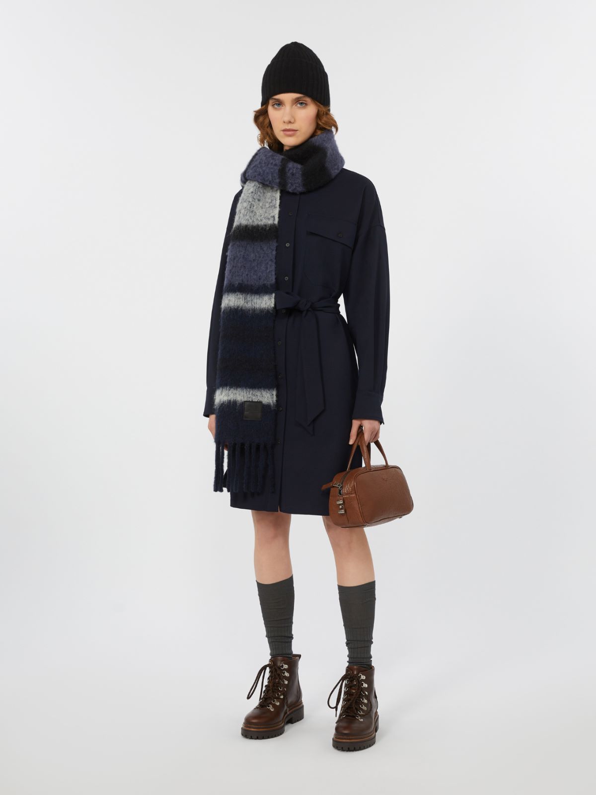 Hemdblusenkleid aus Techno-Wolle - BLAU - Max Mara