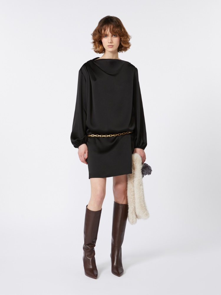 Minidress in shiny envers satin - BLACK - Max Mara