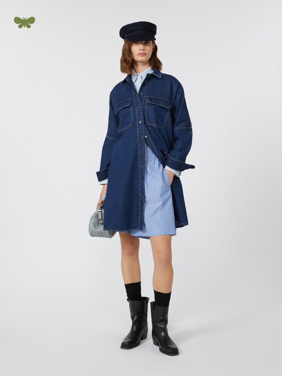 ☆MaxMara☆入手困難☆お洒落Denim Shirt Dress/ALLER/RUNWAY Denim-effect shirt dress, midnightblue | 