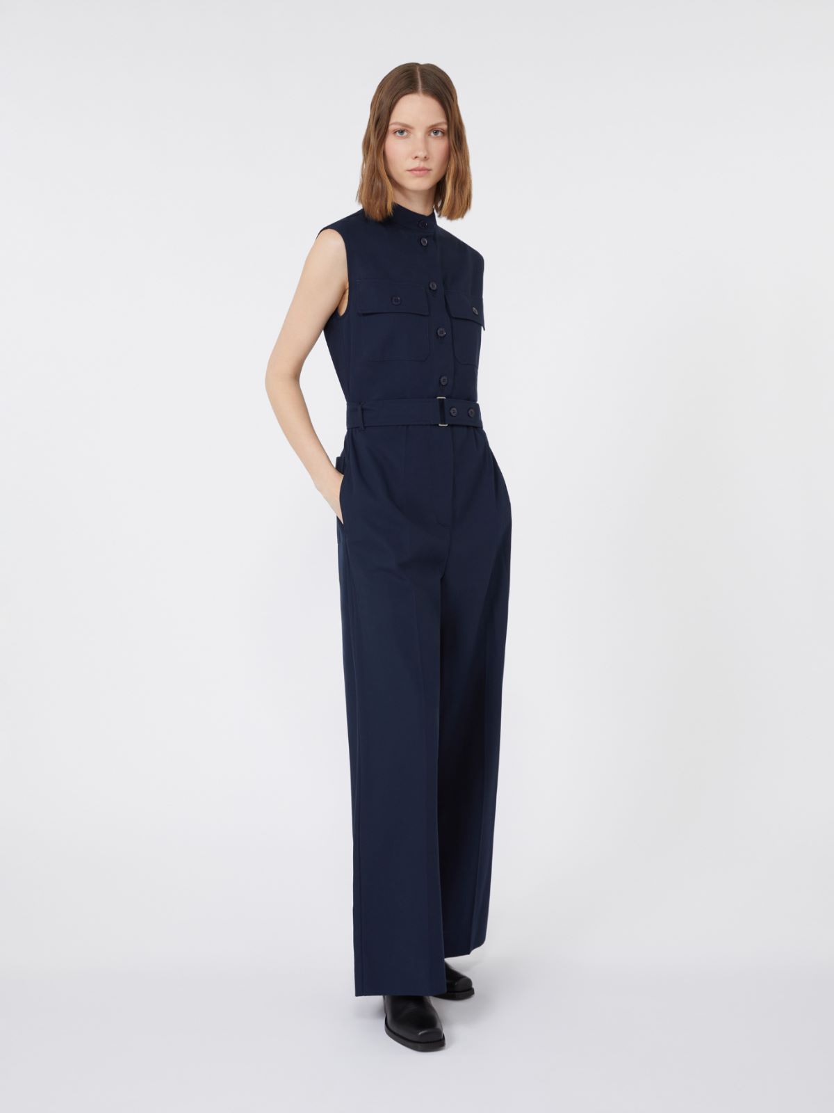 Cotton gabardine jumpsuit + NAVY - Max Mara