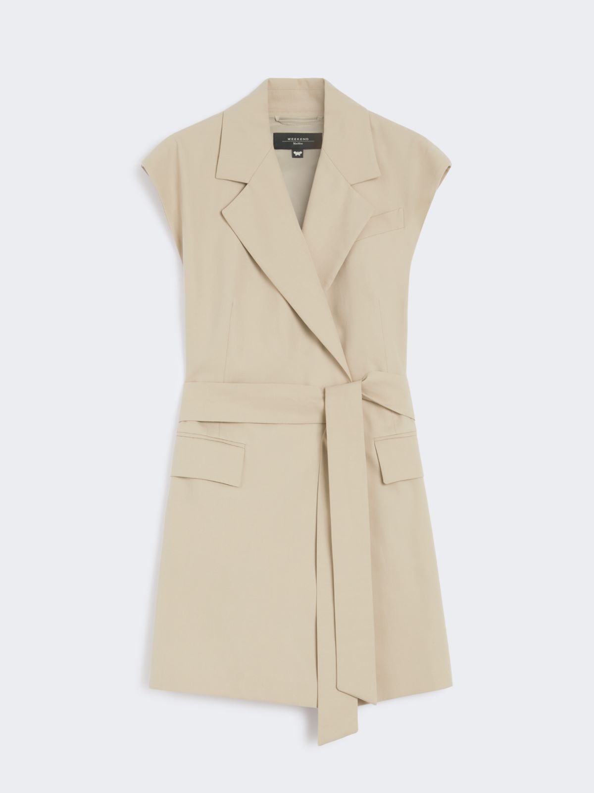 Blazer sans manches en coton crêpe - BEIGE - Max Mara - 9
