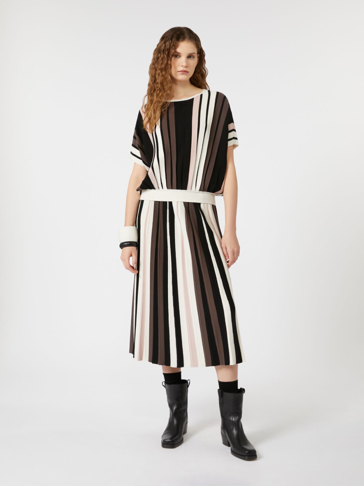 Plissé-pleated viscose skirt + MULTICOLOUR - Max Mara