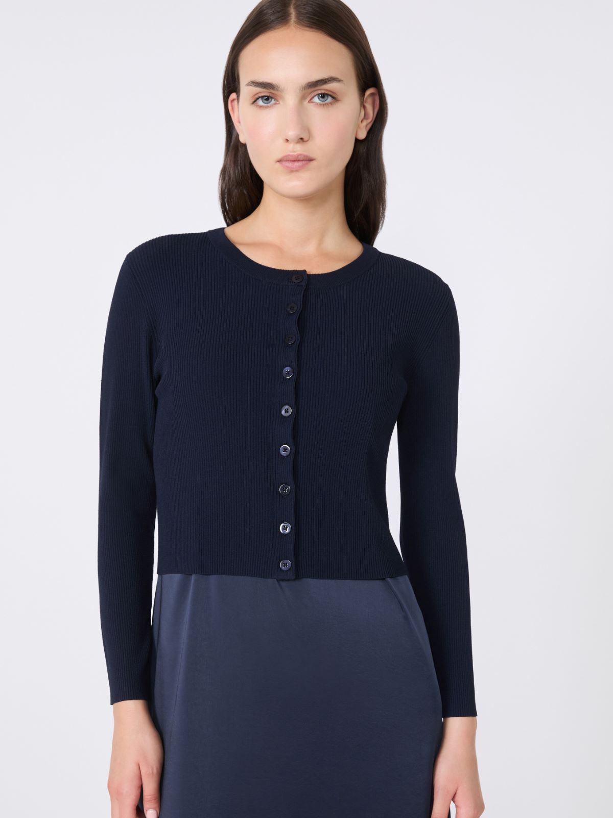 Viscose yarn cardigan - NAVY - Max Mara - 4