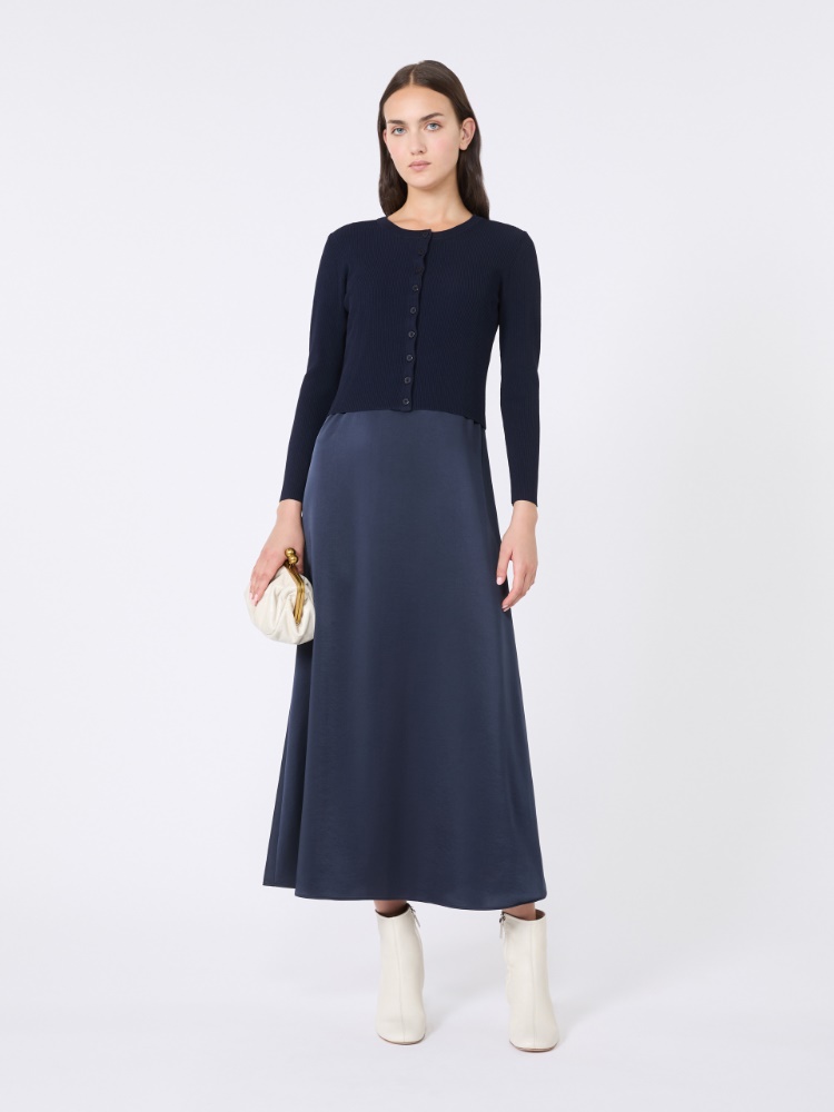 Kardigan z wiskozowej przędzy - GRANATOWY - Max Mara - 2