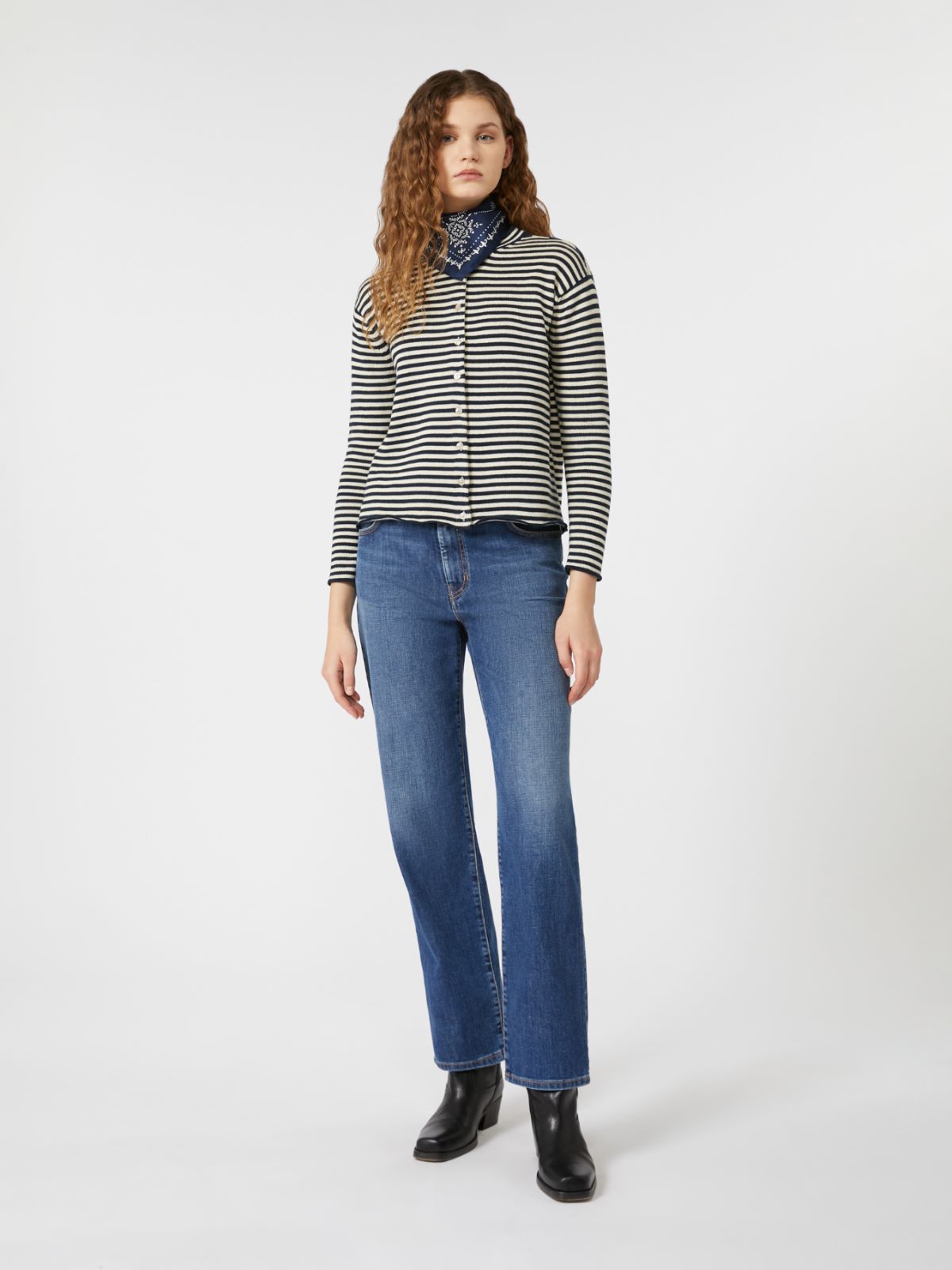 Cardigan en fil de coton - BLEU - Max Mara
