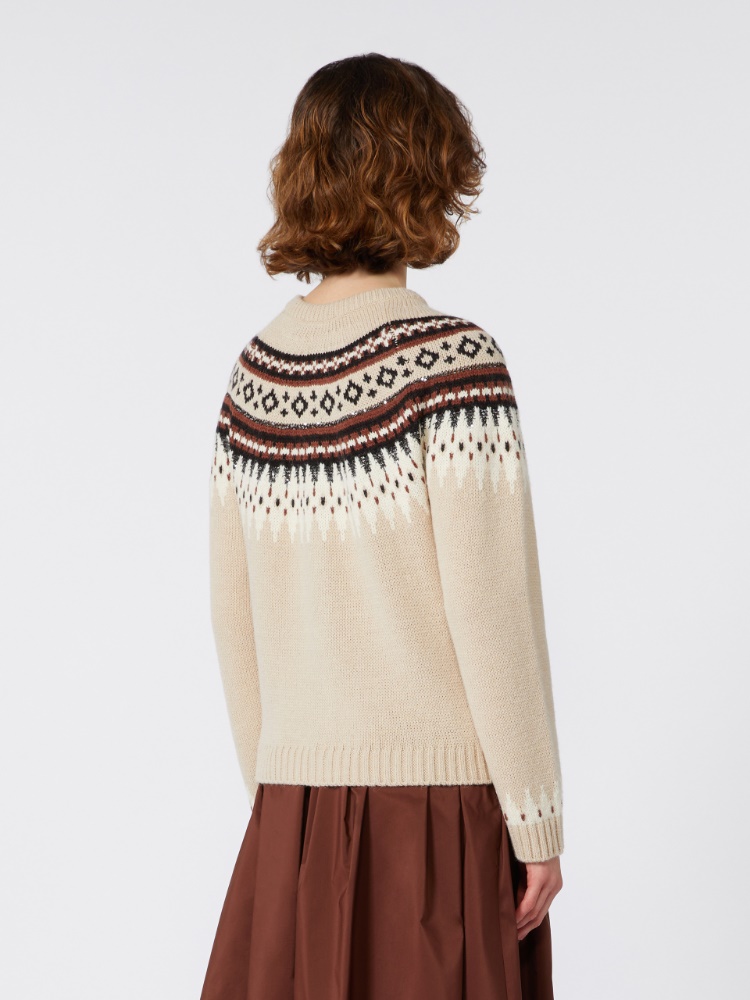 Wool and alpaca jacquard cardigan, beige | 