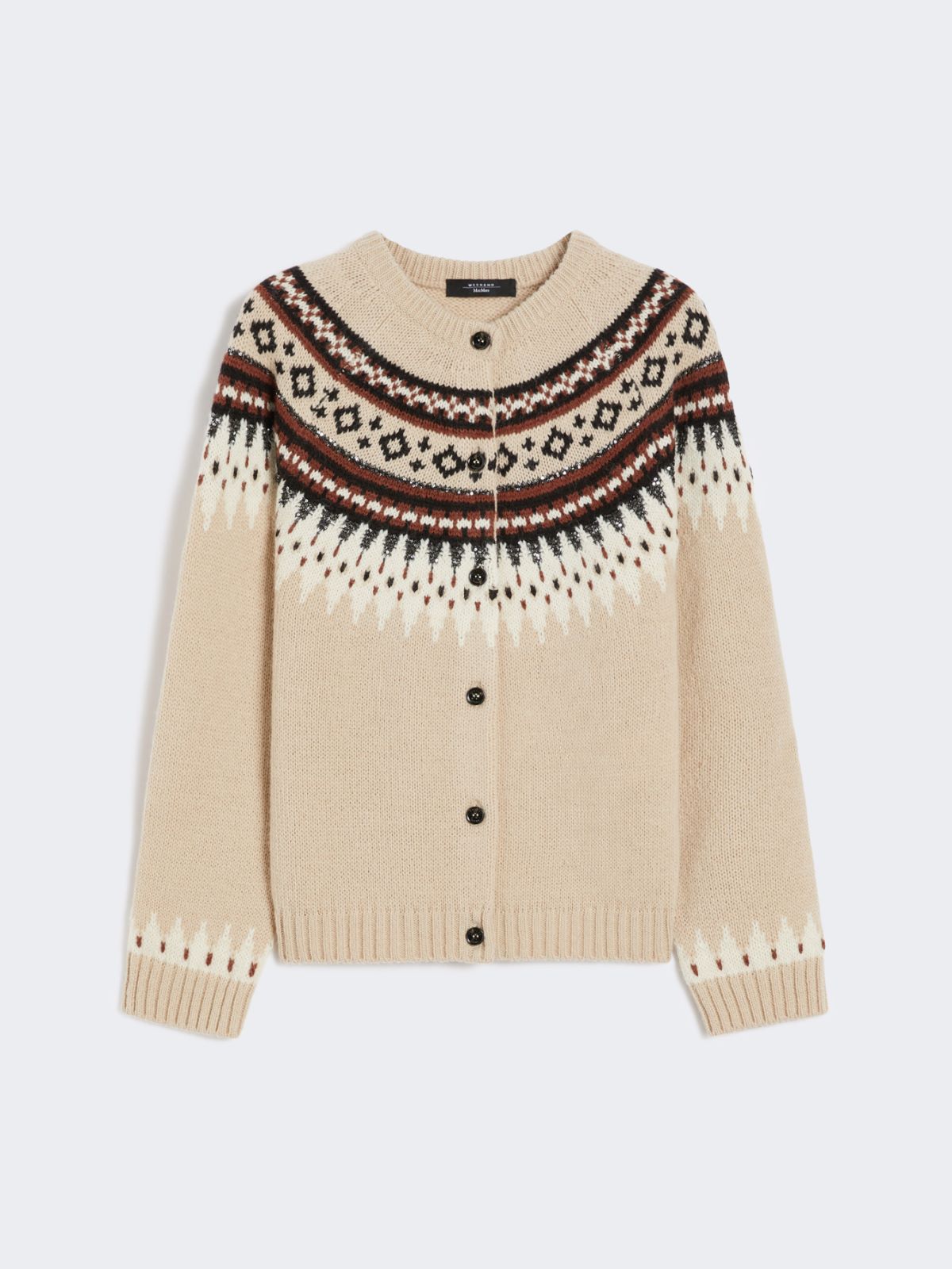 Wool and alpaca jacquard cardigan - BEIGE - Max Mara - 10