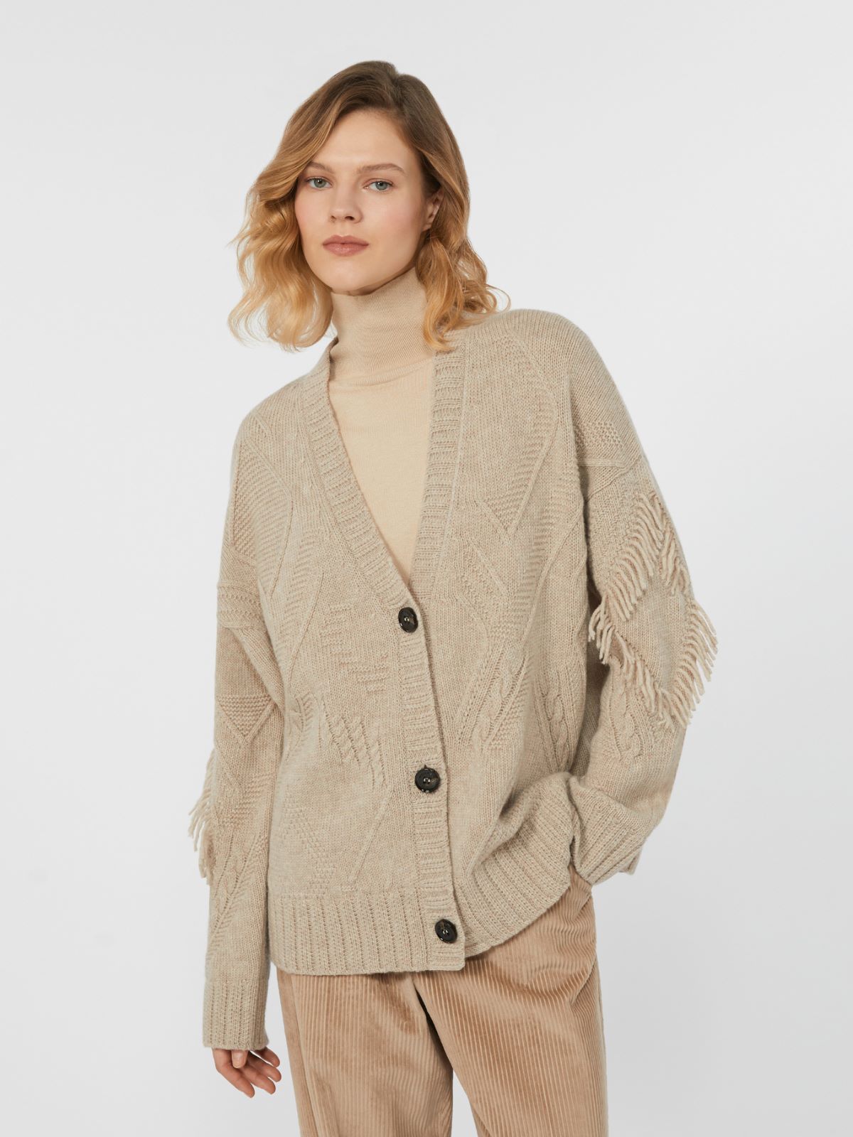Wool knit cardigan - SAND - Max Mara - 4