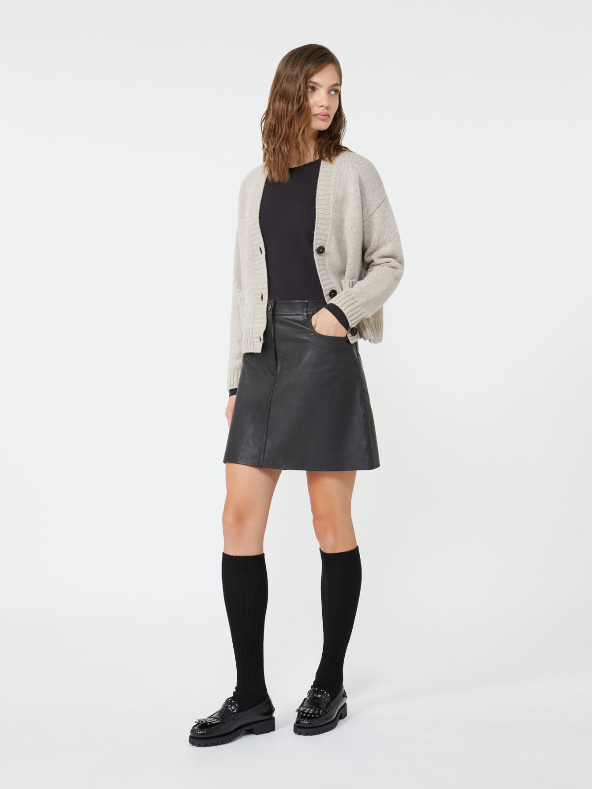 Wool knit V-neck cardigan - SAND - Max Mara