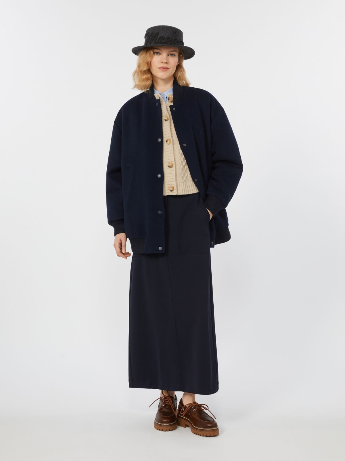 Wool knit crew-neck cardigan + BEIGE - Max Mara