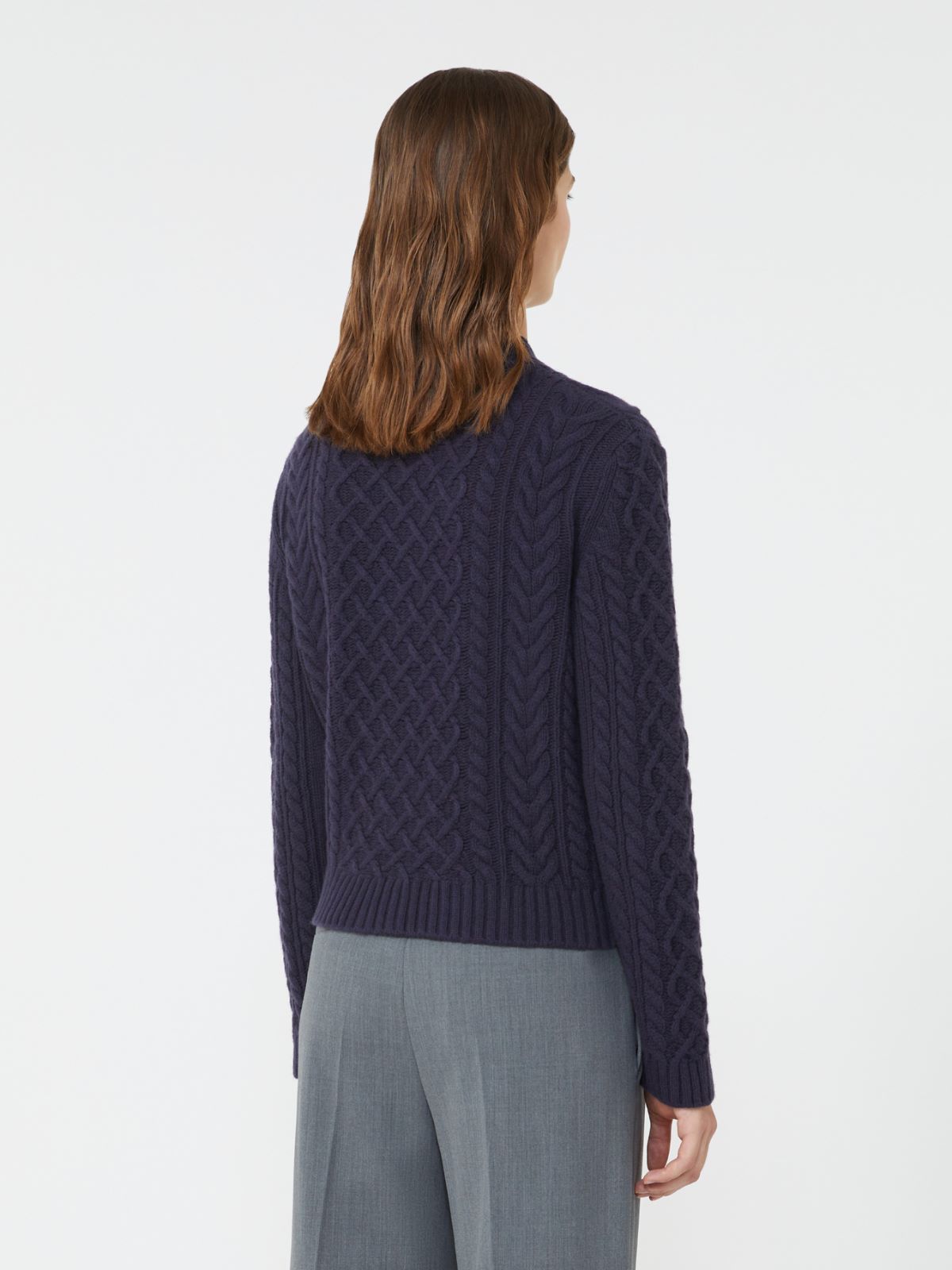 Wool knit crew-neck cardigan - NAVY - Max Mara - 3