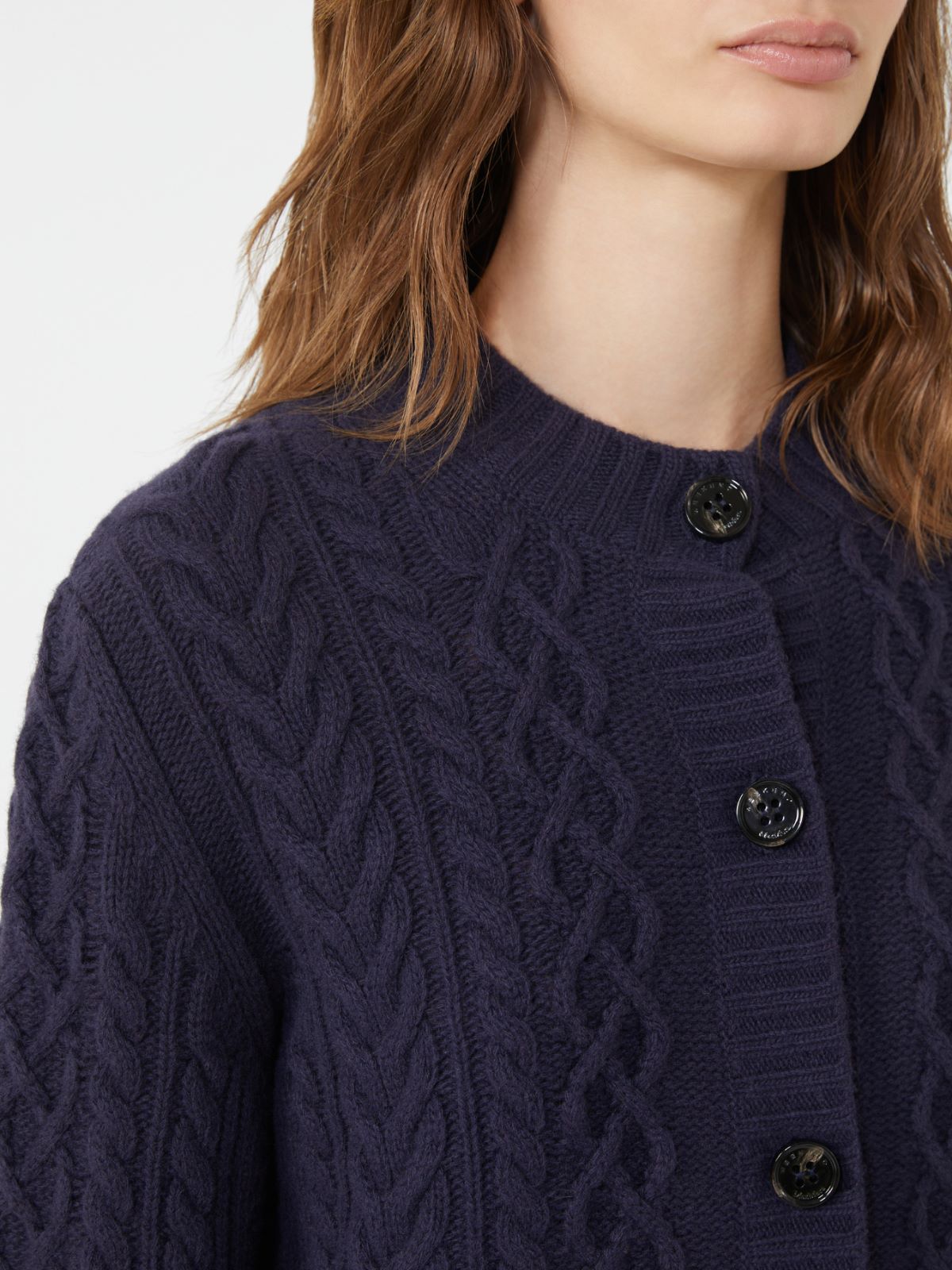 Wool knit crew-neck cardigan - NAVY - Max Mara - 5