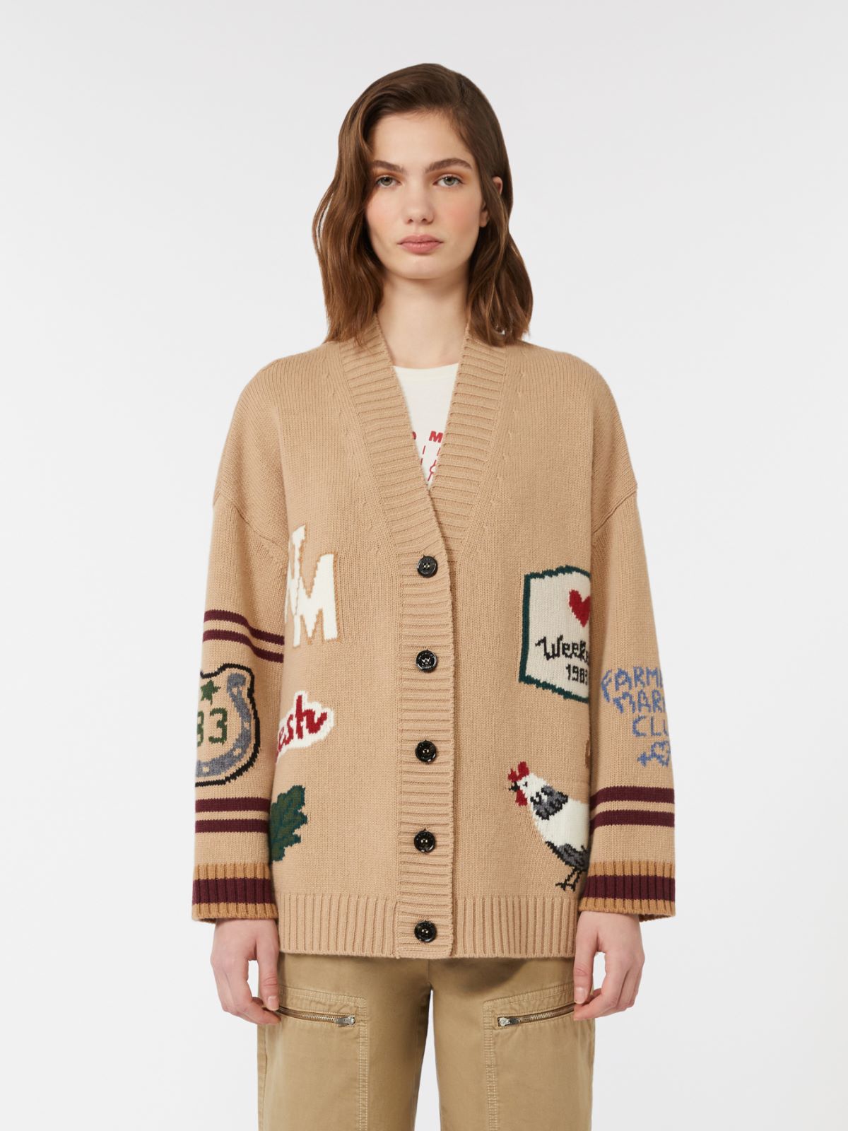 Oversize-Cardigan aus Wollgarn - BEIGE - Max Mara - 2