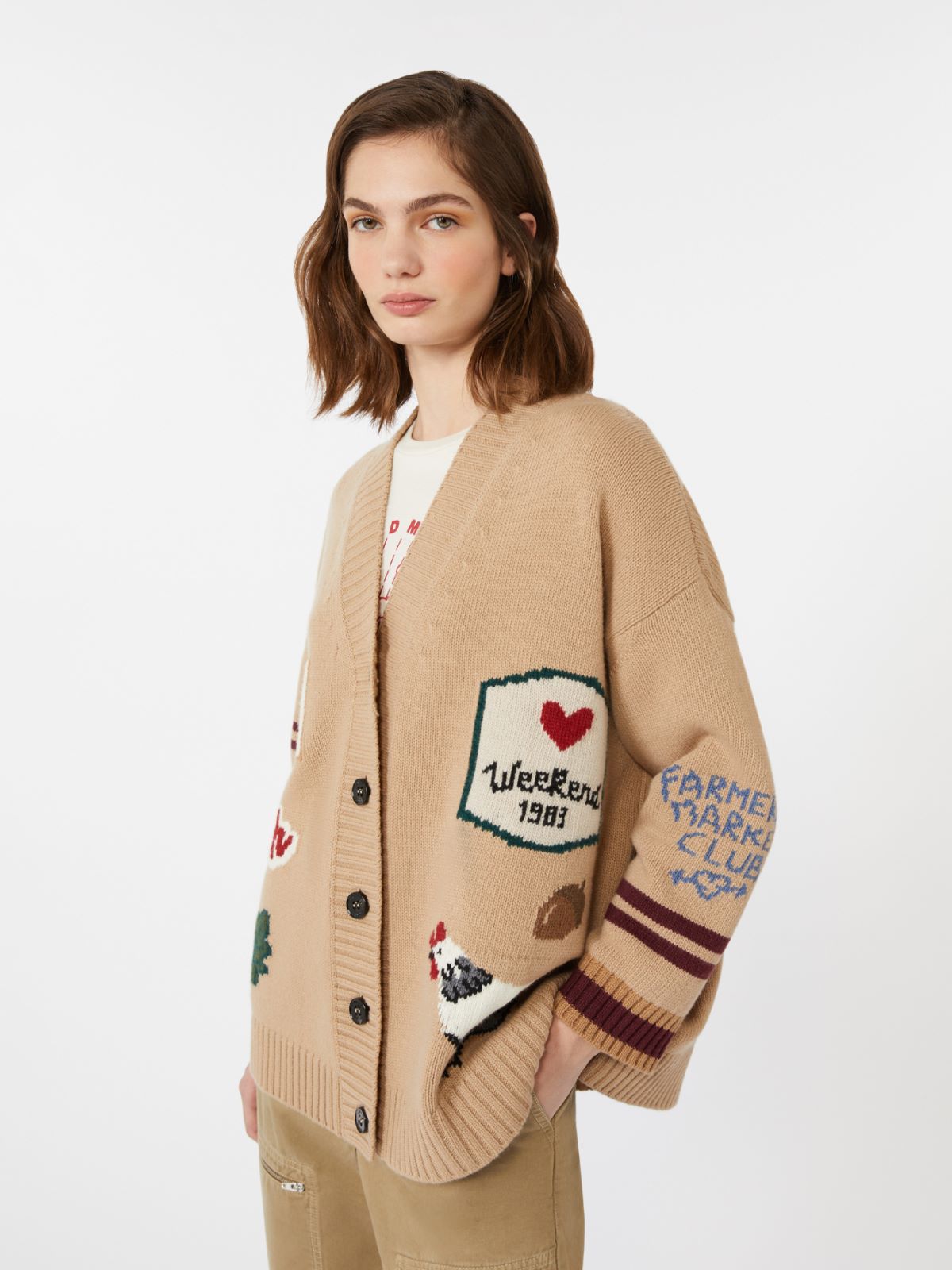 Oversize-Cardigan aus Wollgarn - BEIGE - Max Mara - 4