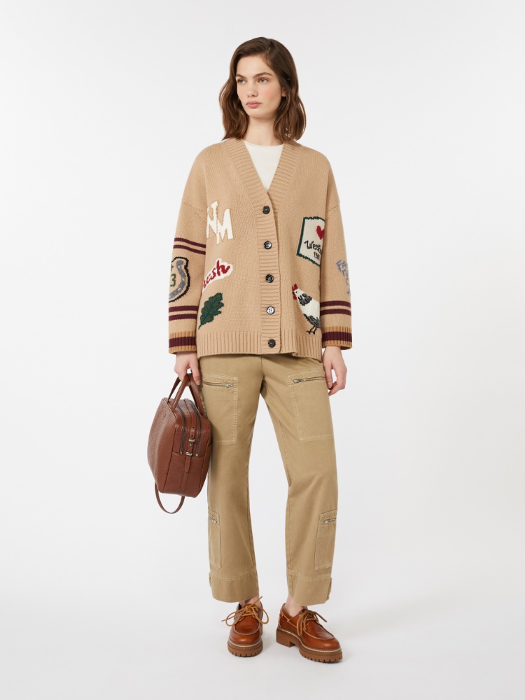 Oversize-Cardigan aus Wollgarn - BEIGE - Max Mara