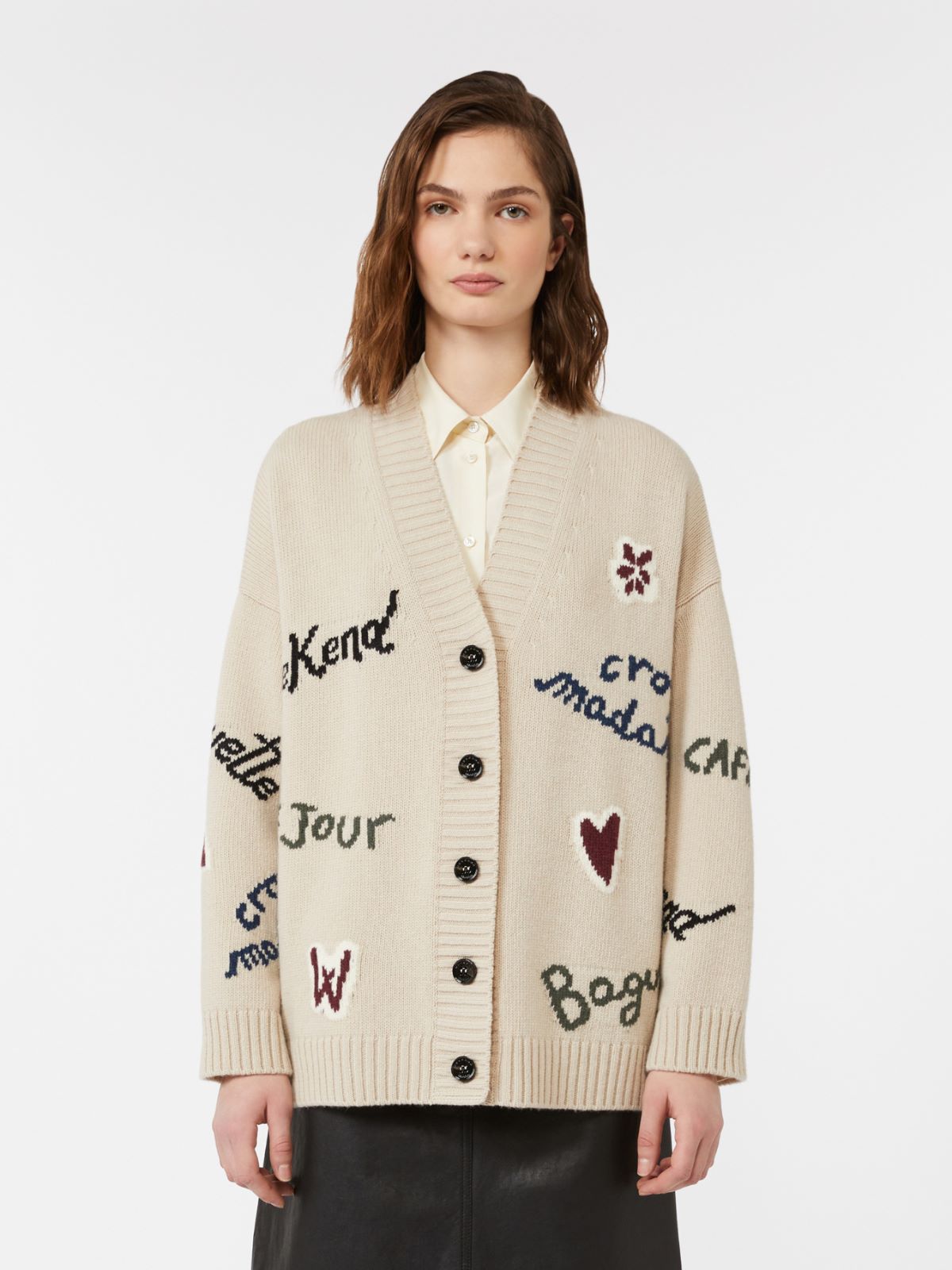 Wool knit oversized cardigan - ECRU - Max Mara - 2