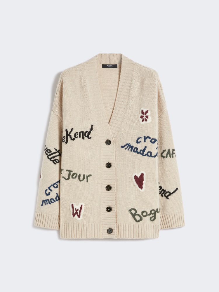 Cardigan surdimensionné en fil de laine - ECRU - Max Mara