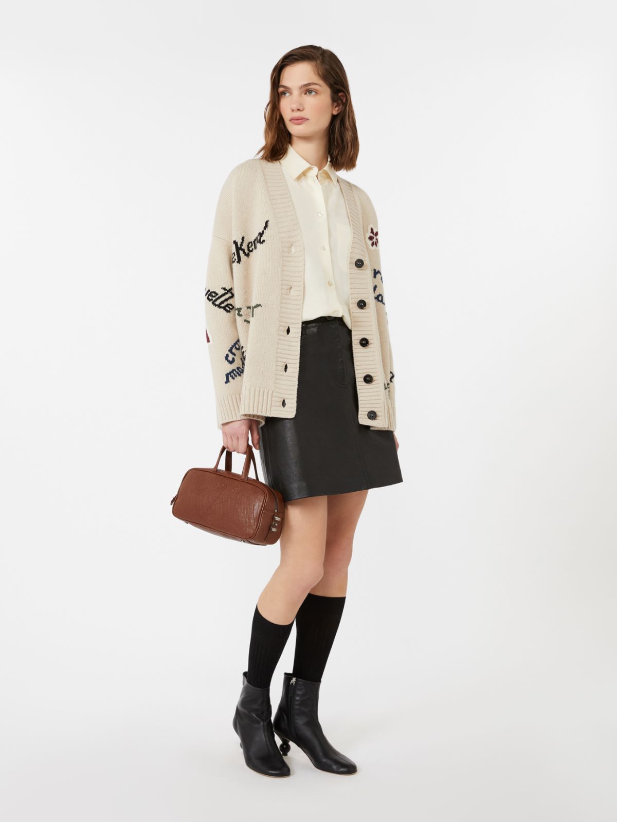 Wool knit oversized cardigan - ECRU - Max Mara