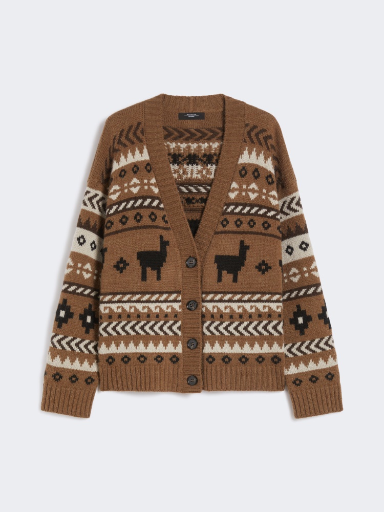Cardigan jacquard en alpaga et laine - POIL DE CHAMEAU - Max Mara