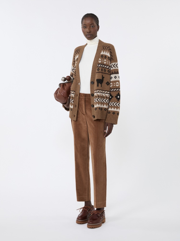 Cardigan in jacquard di alpaca e lana - CAMMELLO - Max Mara