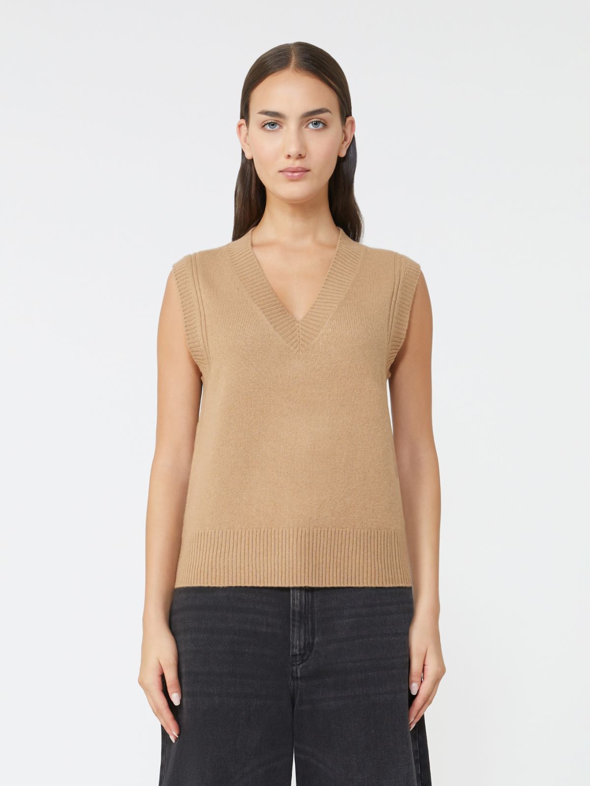 Cashmere knit gilet - CAMEL - Max Mara - 2