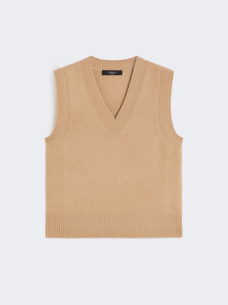 Cashmere knit gilet - CAMEL - Max Mara