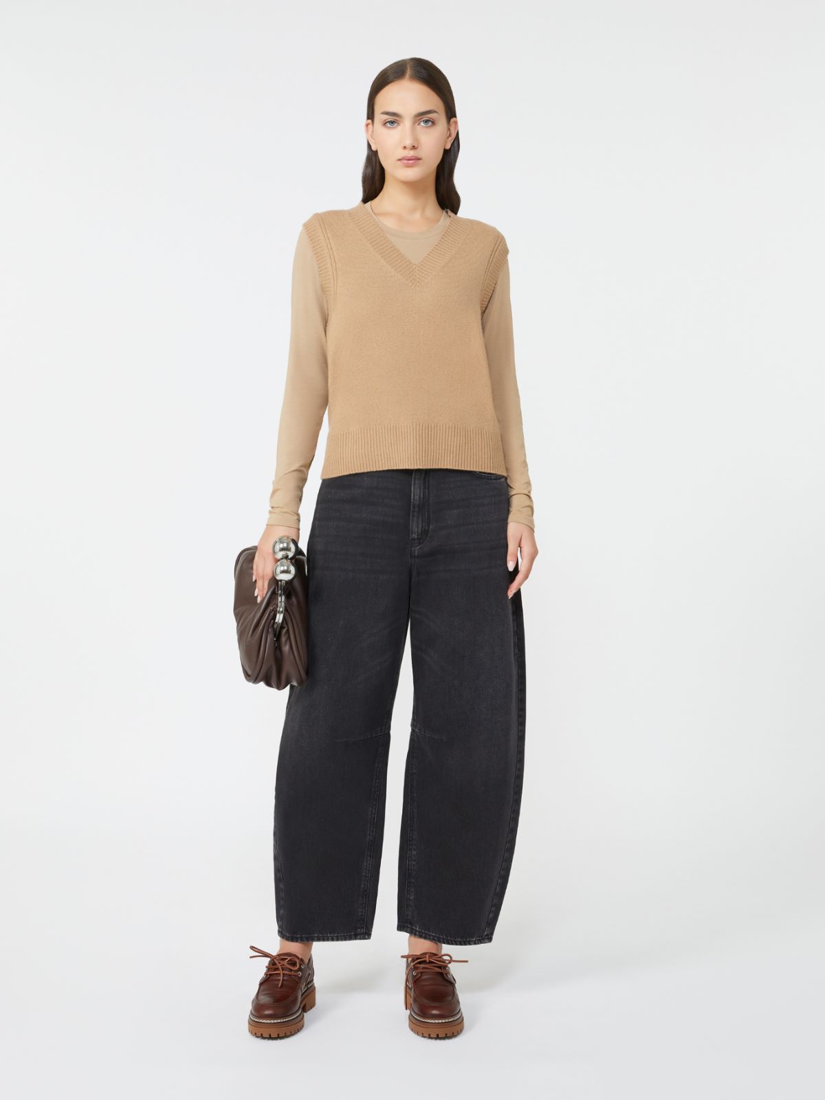 Cashmere knit gilet - CAMEL - Max Mara
