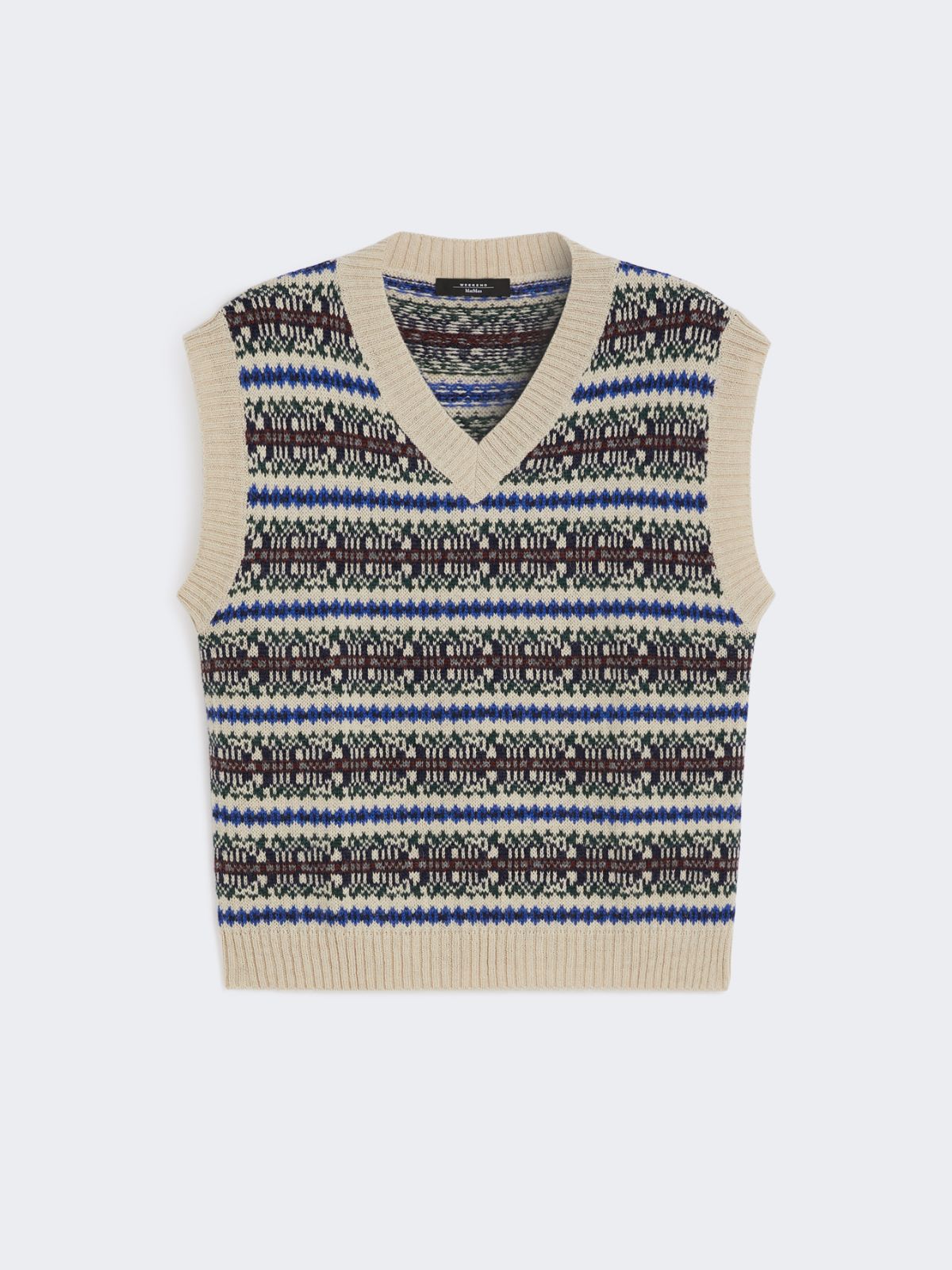 Wool and alpaca jacquard gilet - ECRU - Max Mara - 9